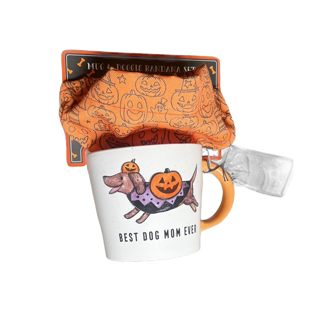 Dog Mom Mug & Bandana Weiner Dog Pumpkin Dachsund Gift Set